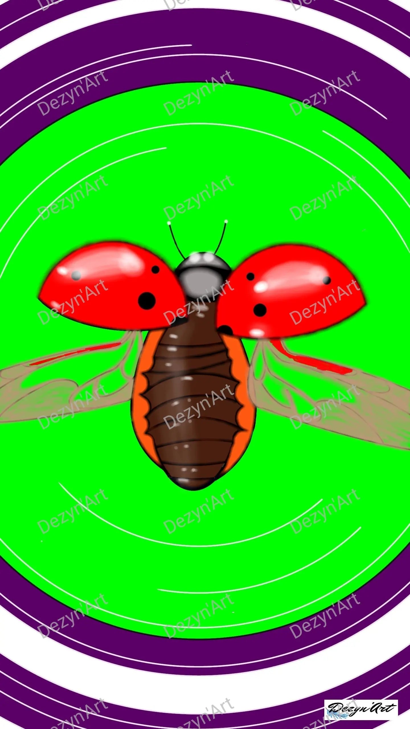 Dessin Coccinelle 1 - Dessins numériques, téléchargeables - Dezyn'Art Boutique en ligne