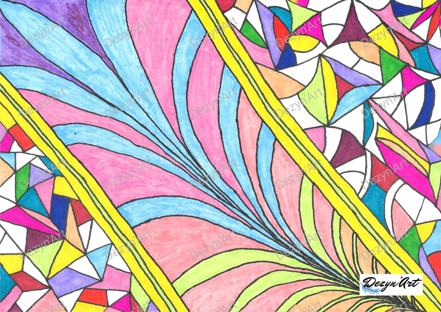 Dessin Cubiforme 2 - Dessins numériques aux feutres, téléchargeables - Dezyn'Art Boutique en ligne