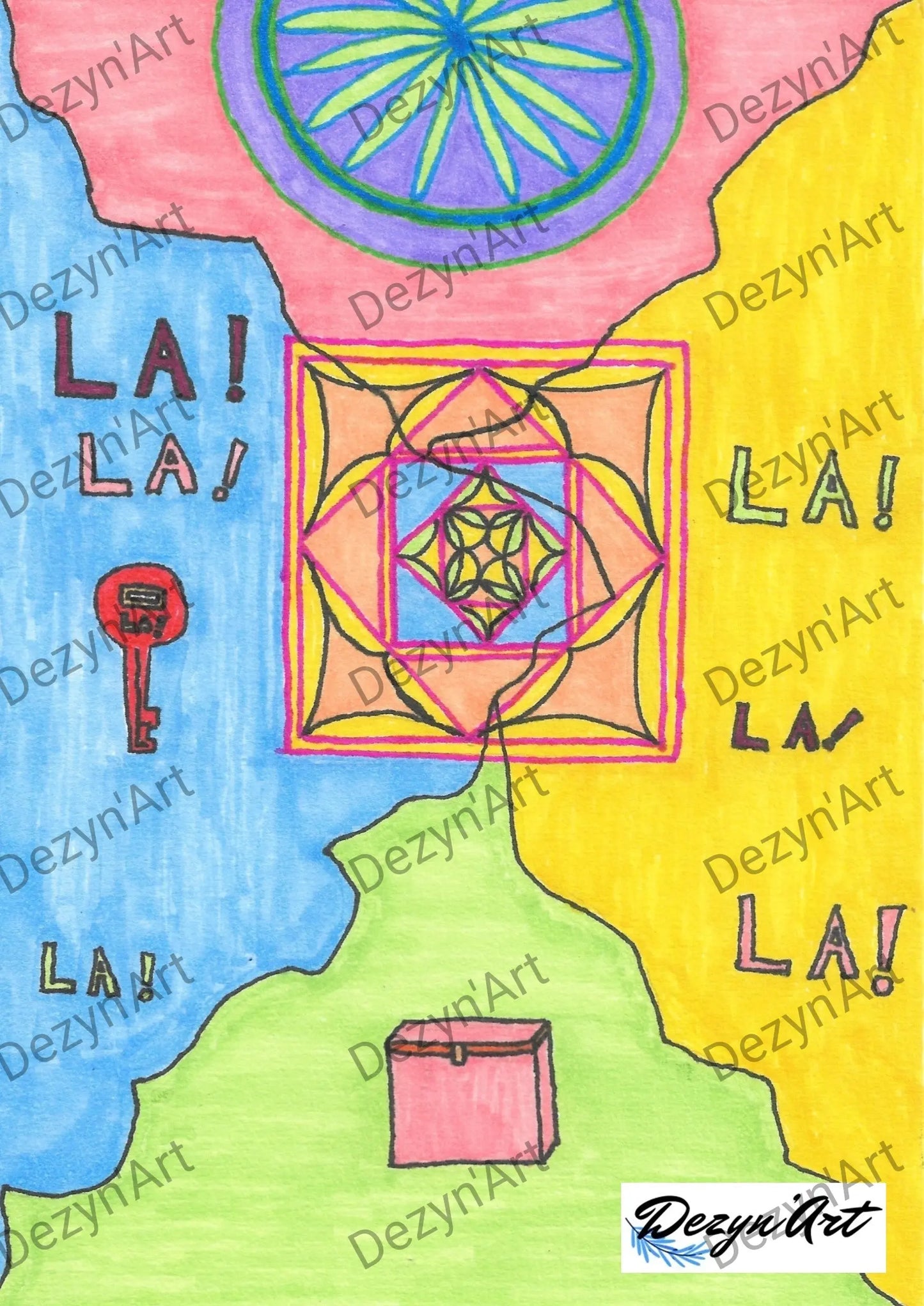 Dessin Cubiforme 4 LaLaLa - Dessins numériques aux feutres, téléchargeables - Dezyn'Art Boutique en ligne