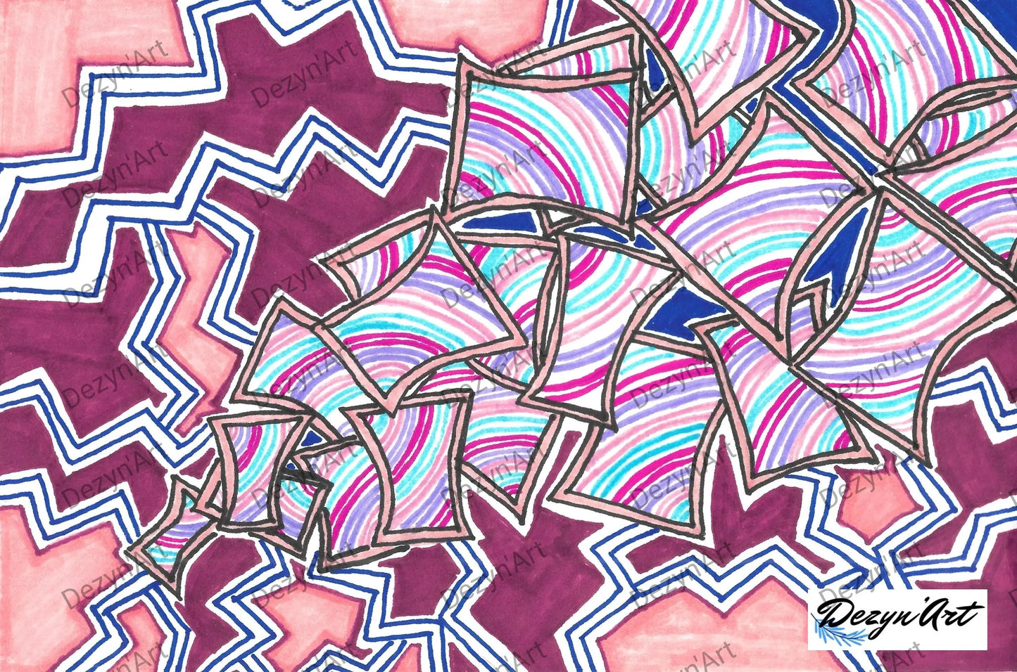 Dessin Cubiforme 8 - Dessins numériques aux feutres, téléchargeables - Dezyn'Art Boutique en ligne