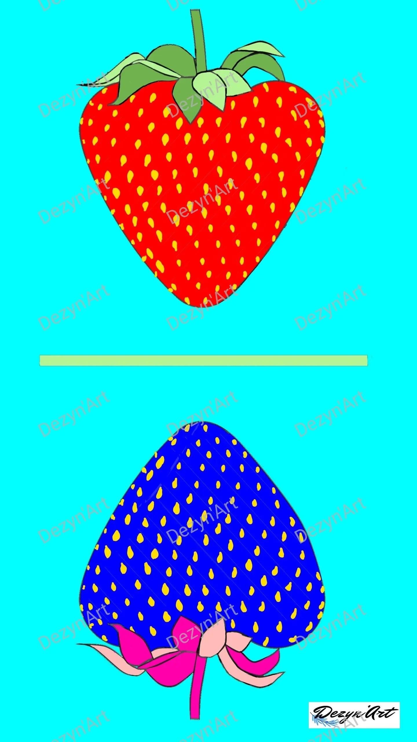 Dessin Fraise 1 - Dessins numériques, téléchargeables - Dezyn'Art Boutique en ligne