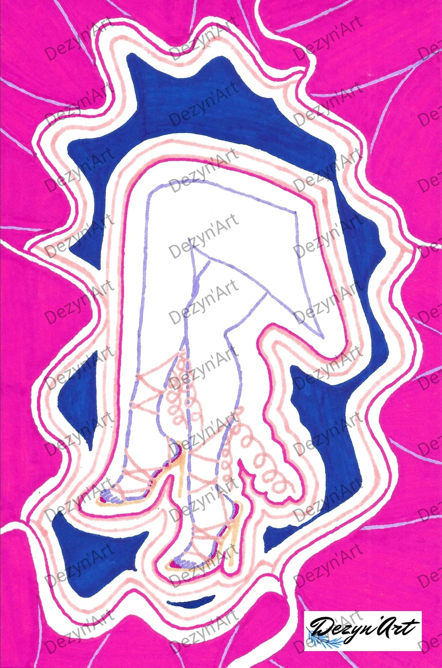 Dessin Jambes et Chaussures à talon 1 - Dessins numériques aux feutres, téléchargeables - Dezyn'Art Boutique en ligne