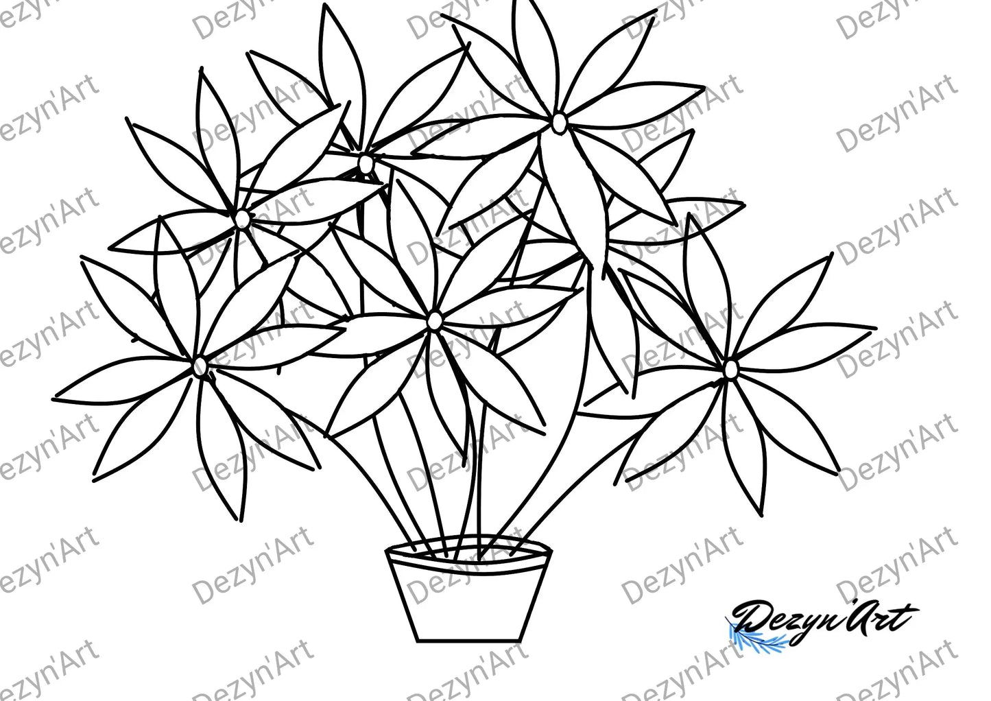 Dessin Pot à fleurs - Dessins numériques, téléchargeables - Dezyn'Art Boutique en ligne
