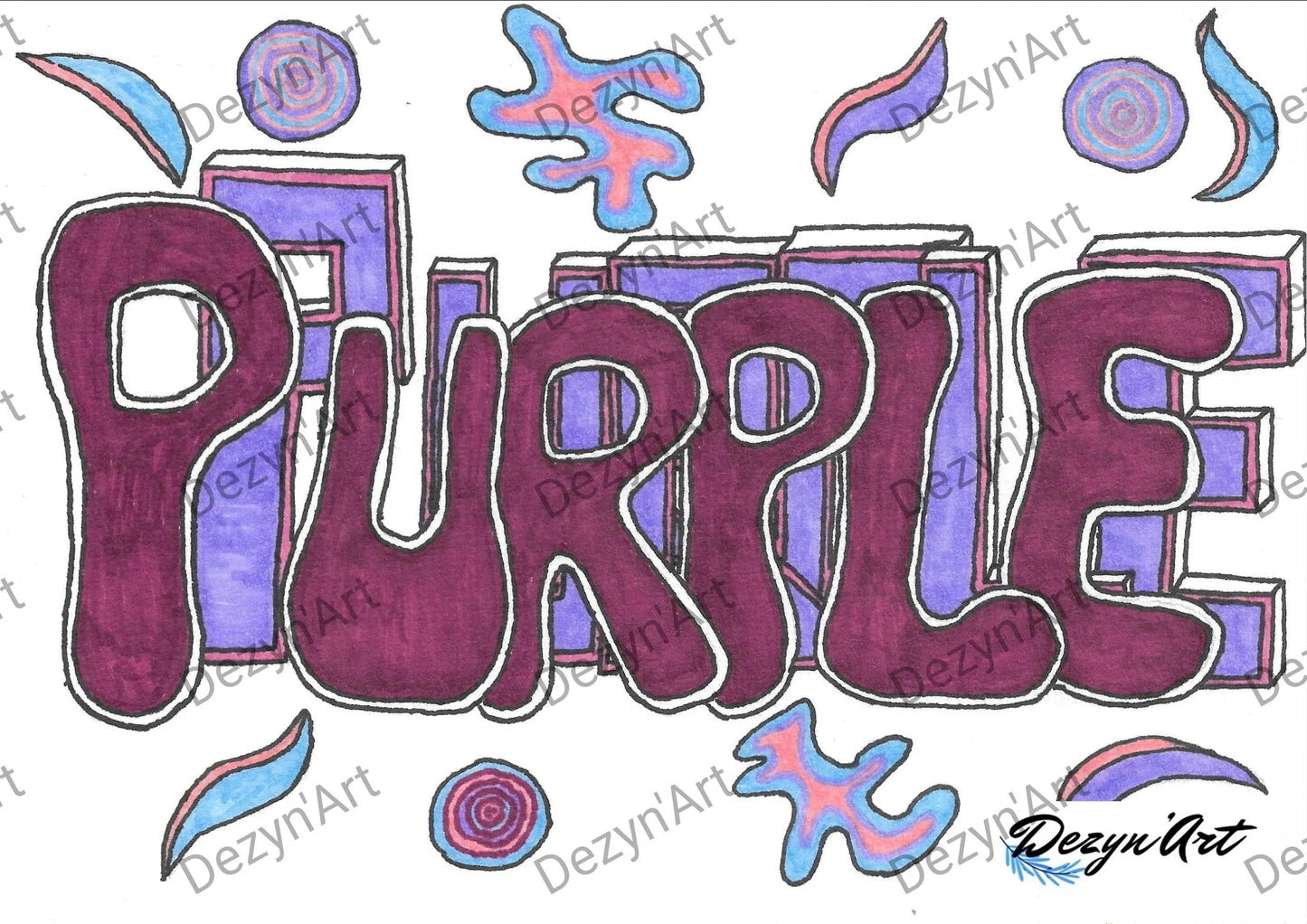 Dessin Purple - Dessins numériques aux feutres, téléchargeables - Dezyn'Art Boutique en ligne