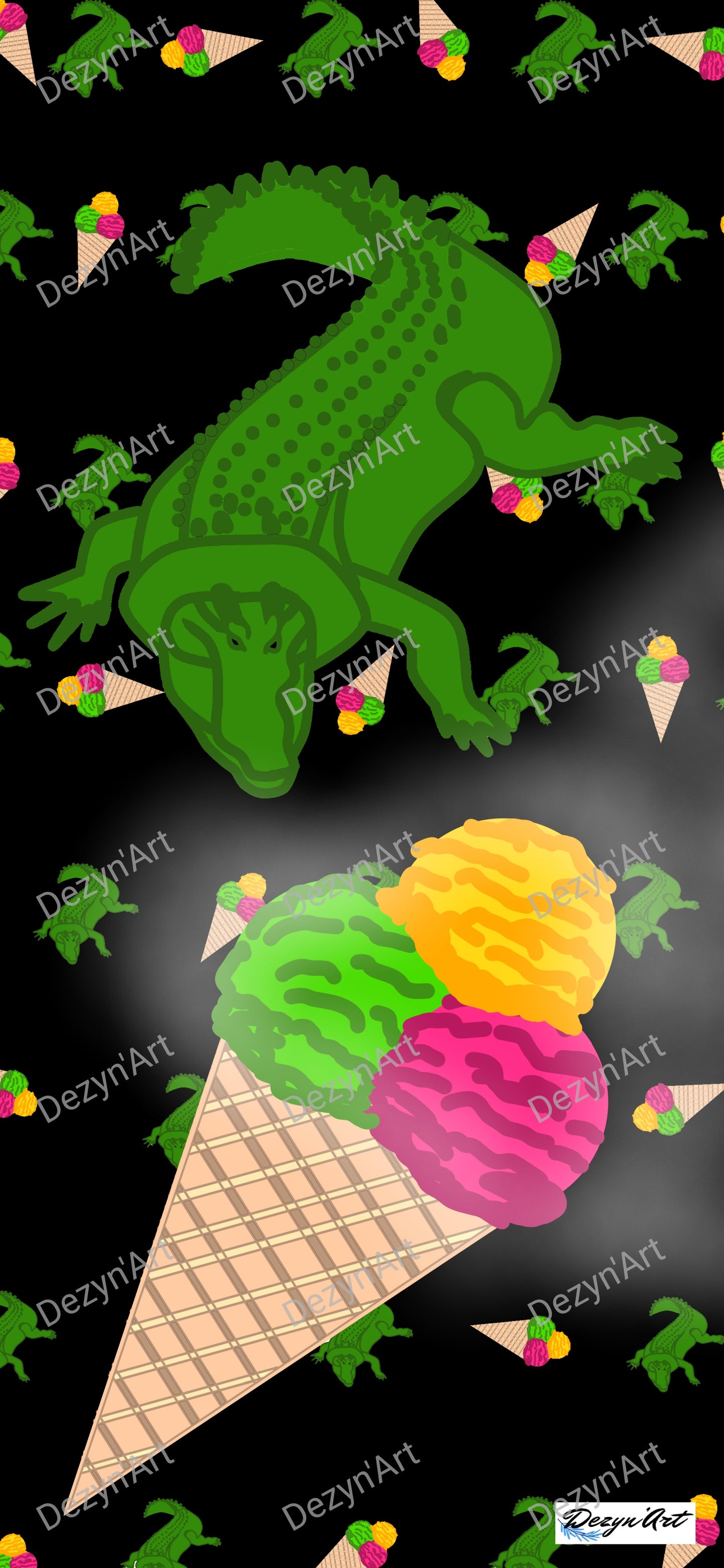 Dessin Croco Ice cream - Dessins numériques, téléchargeables - Dezyn'Art Boutique en ligne