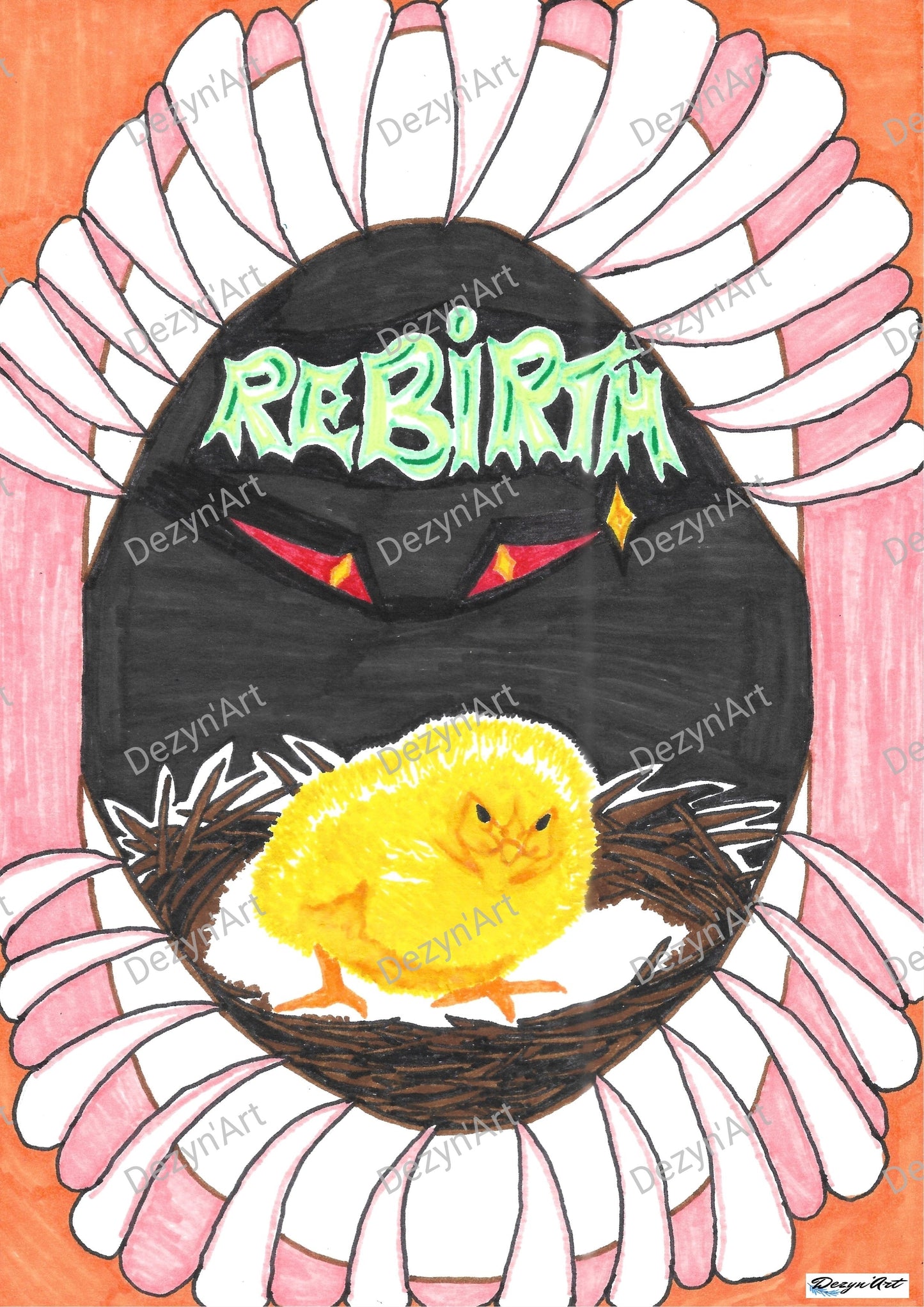 Dessin Poussin 1 - Dessins numériques aux feutres, téléchargeables - Dezyn'Art Boutique en ligne