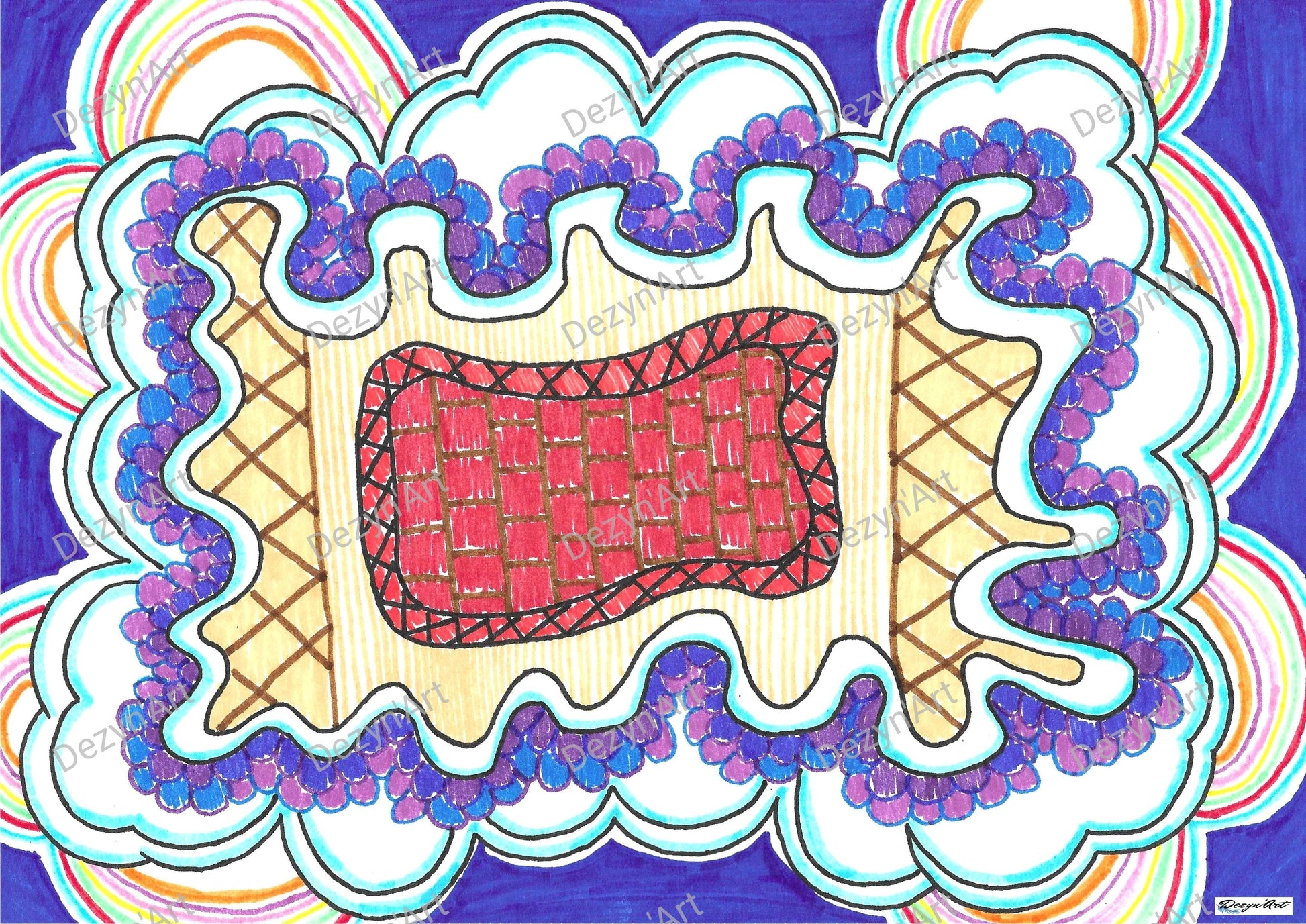 Dessin Nuage 1 - Dessins numériques aux feutres, téléchargeables  - Dezyn'Art Boutique en ligne