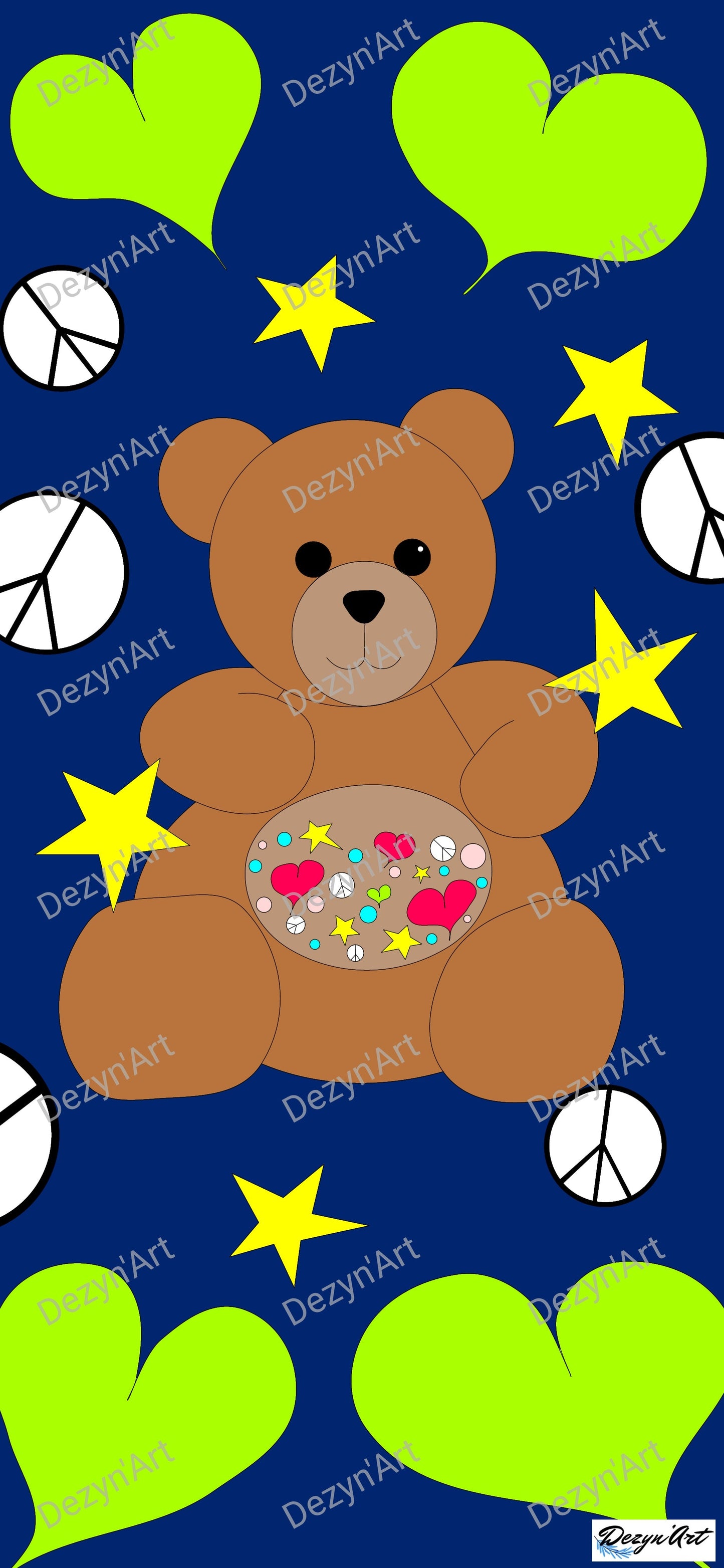 Dessin Ourson Peace 1 - Dessins numériques, téléchargeables  - Dezyn'Art Boutique en ligne
